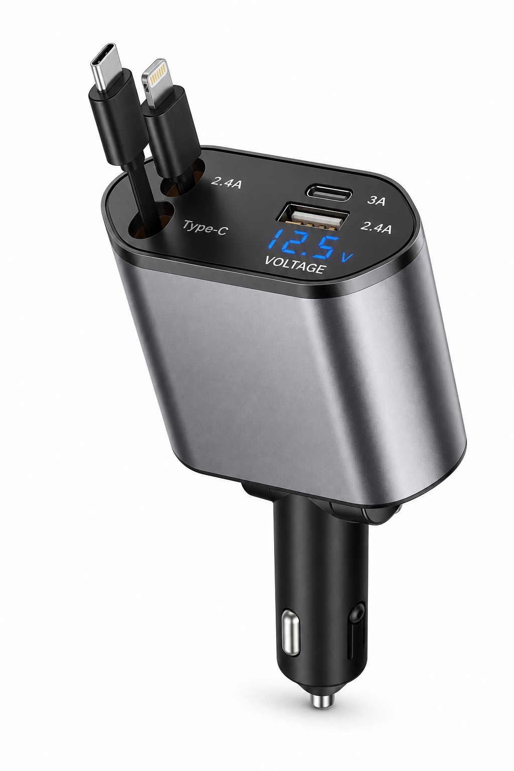 4-in-1 car phone charger fixed cable kit on a clean white background