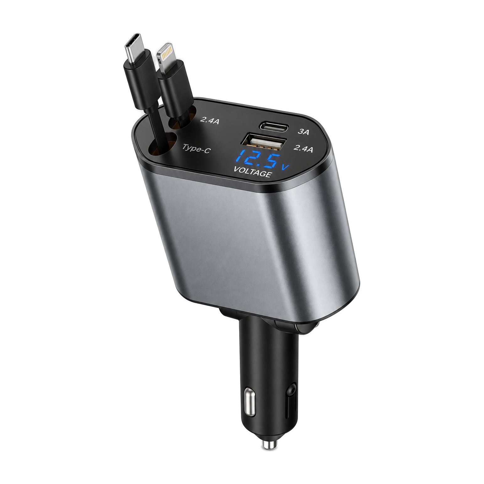 4-in-1 car phone charger transparent product cutout