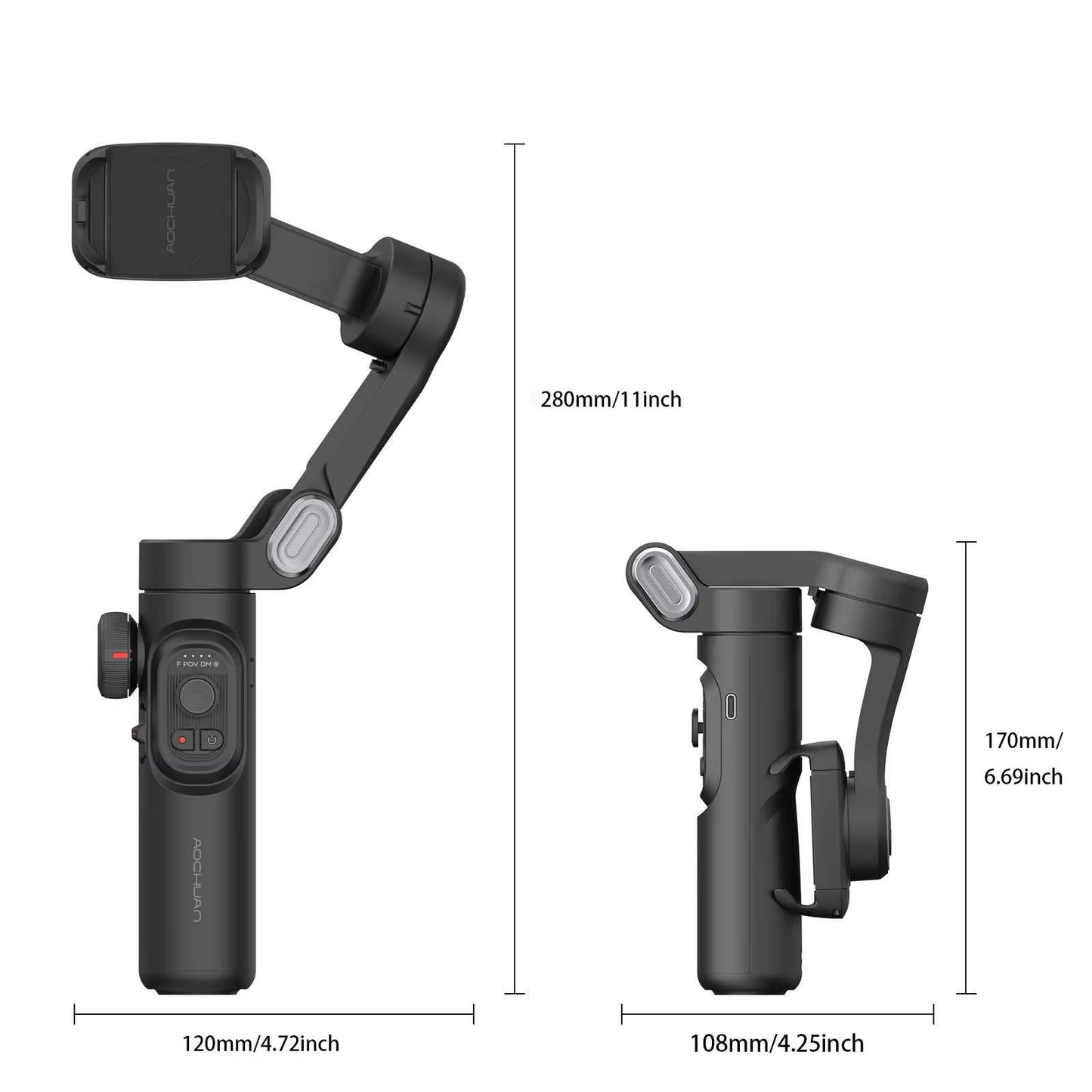 AOCHUAN 3-Axis Handheld Gimbal Stabilizer for Smartphone with Fill Light Smart XE