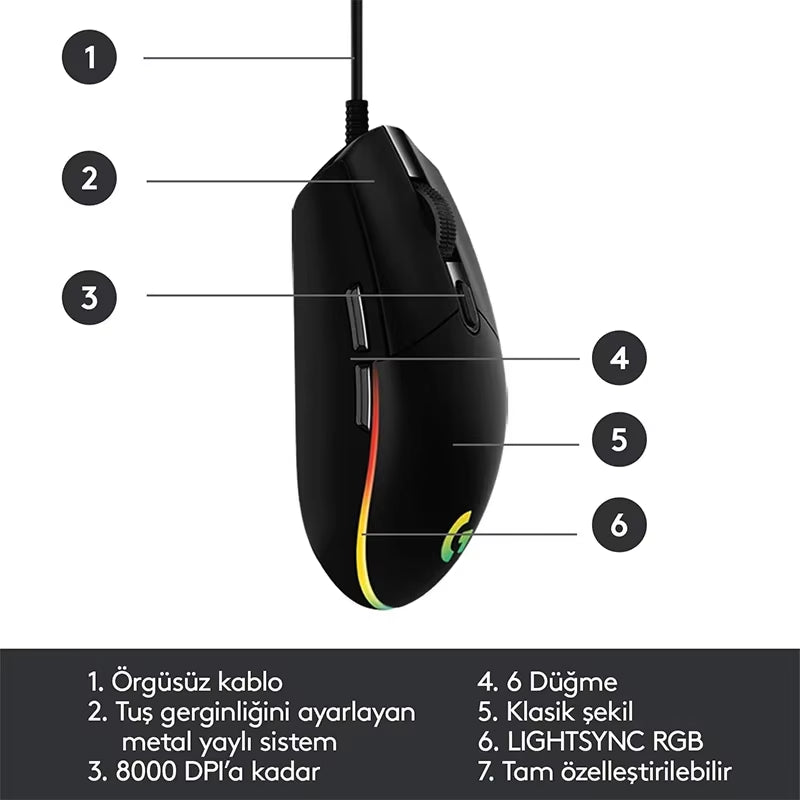 Lenovo G102 Wired Gaming Mouse 8000 DPI