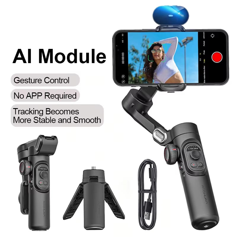 AOCHUAN 3-Axis Handheld Gimbal Stabilizer for Smartphone with Fill Light Smart XE