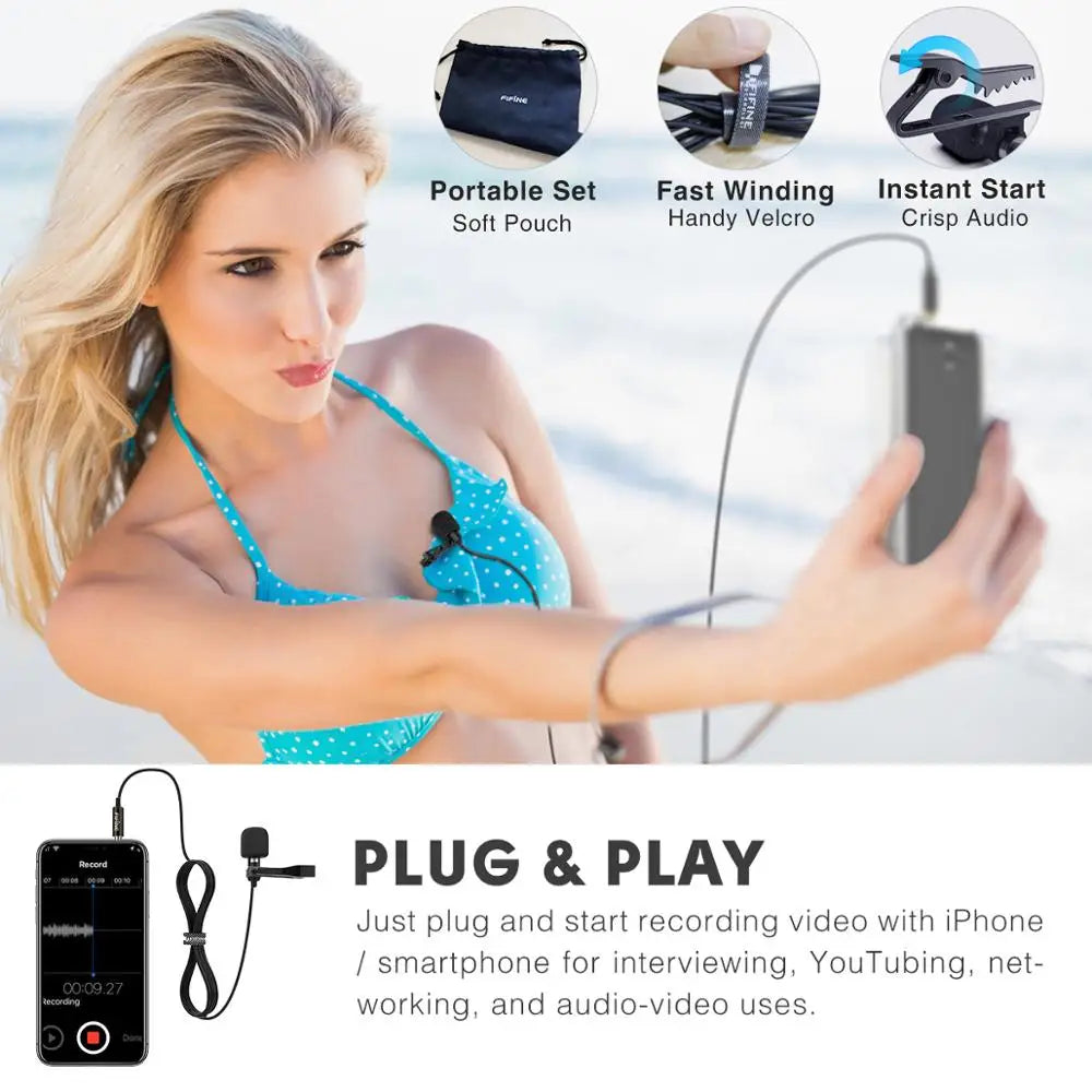 FIFINE wired lavalier microphone plug and play source image