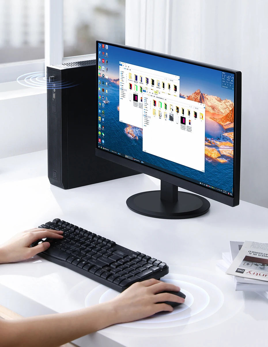 Bluetooth adapter used with desktop keyboard and monitor setup