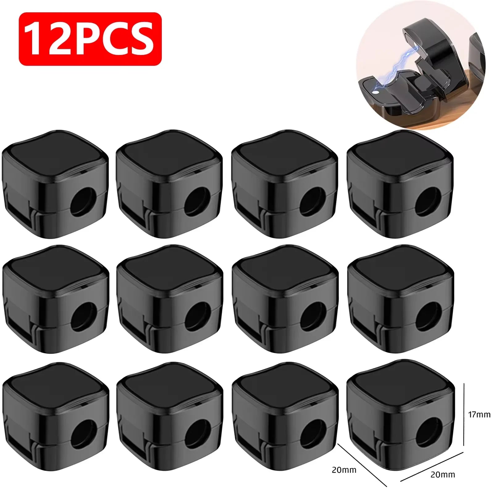 MagneClip 12-pack black cable clips
