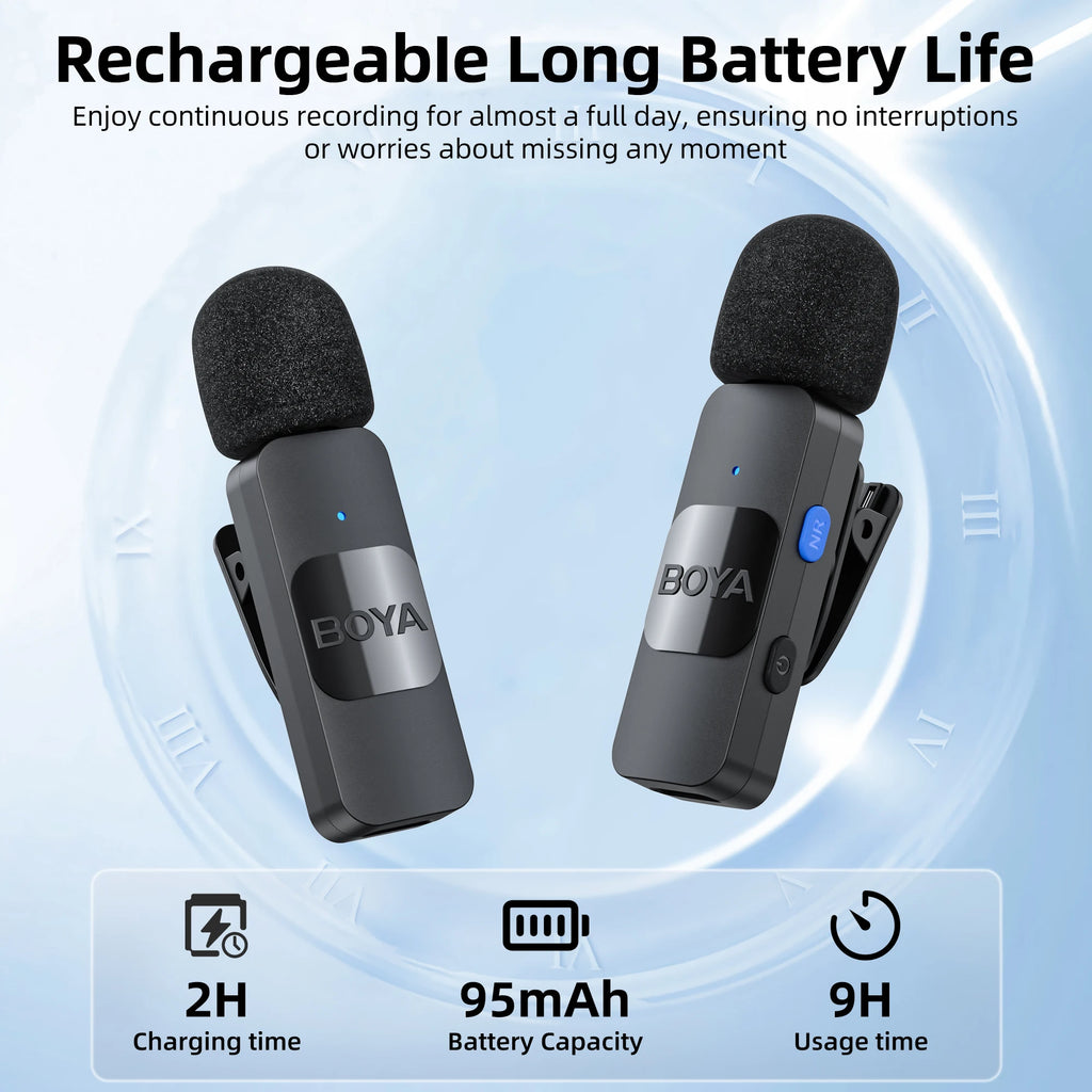 BOYA BY-V Pro Wireless Lavalier Microphone Kit source-backed product image