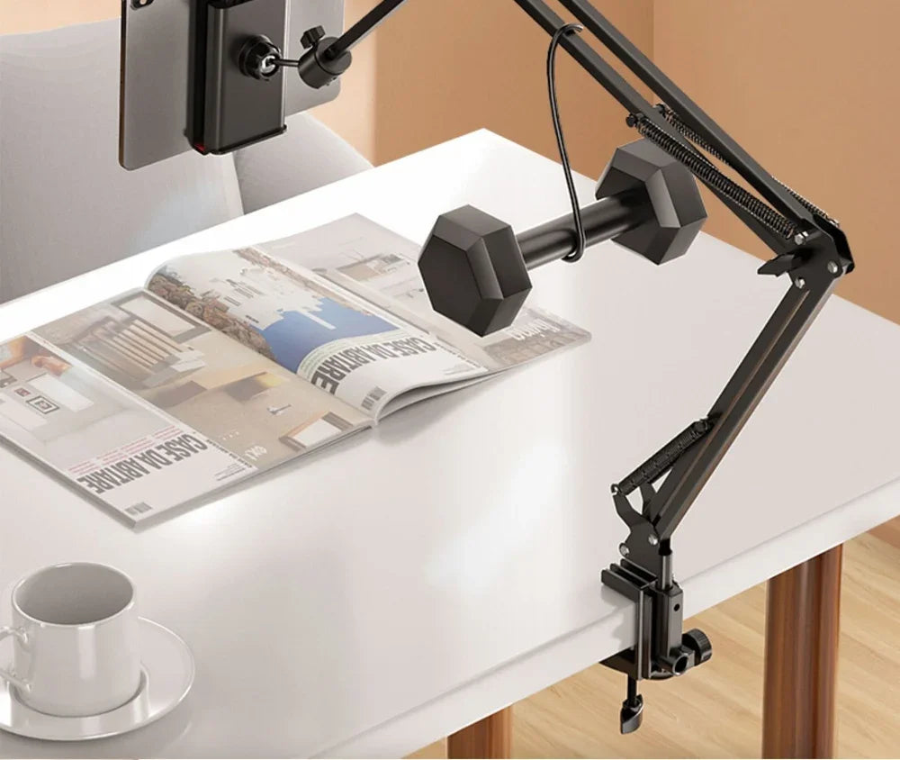 FlexArm tablet mount clamped to a desk