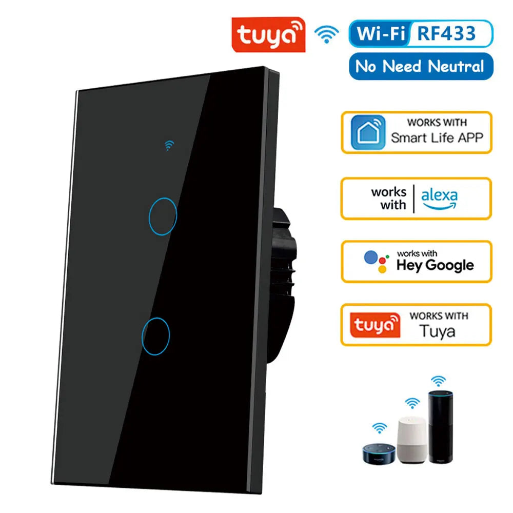 Tuya US Wifi Smart Wall Switch RF433 1/2/3/4