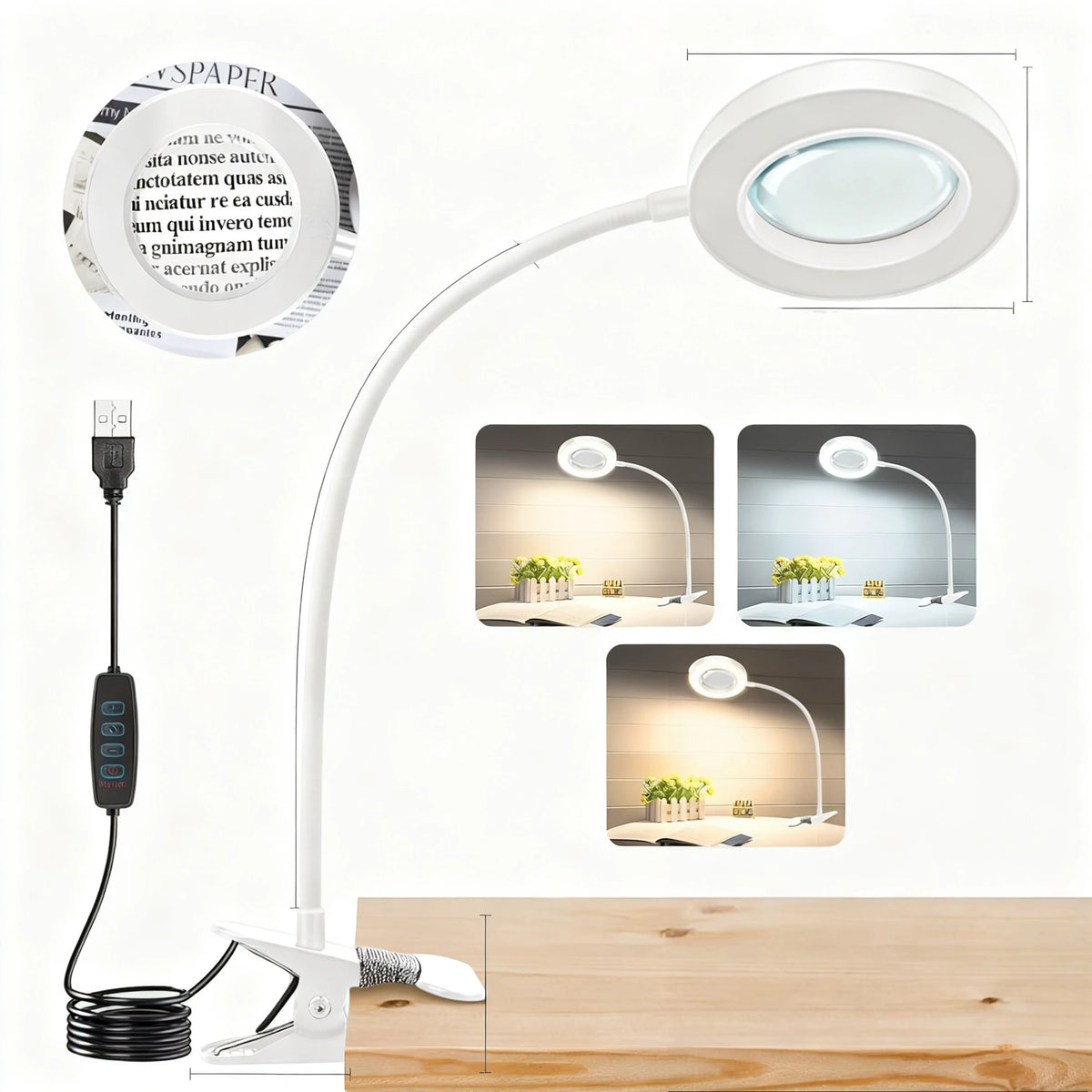 Clip-On Magnifying LED Desk Lamp