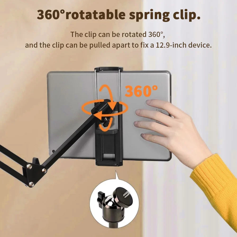 FlexArm tablet mount rotating spring clip detail