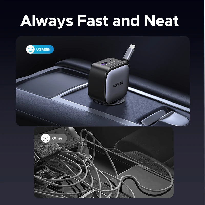 UGREEN Retractable USB-C Car Charger source-backed product image