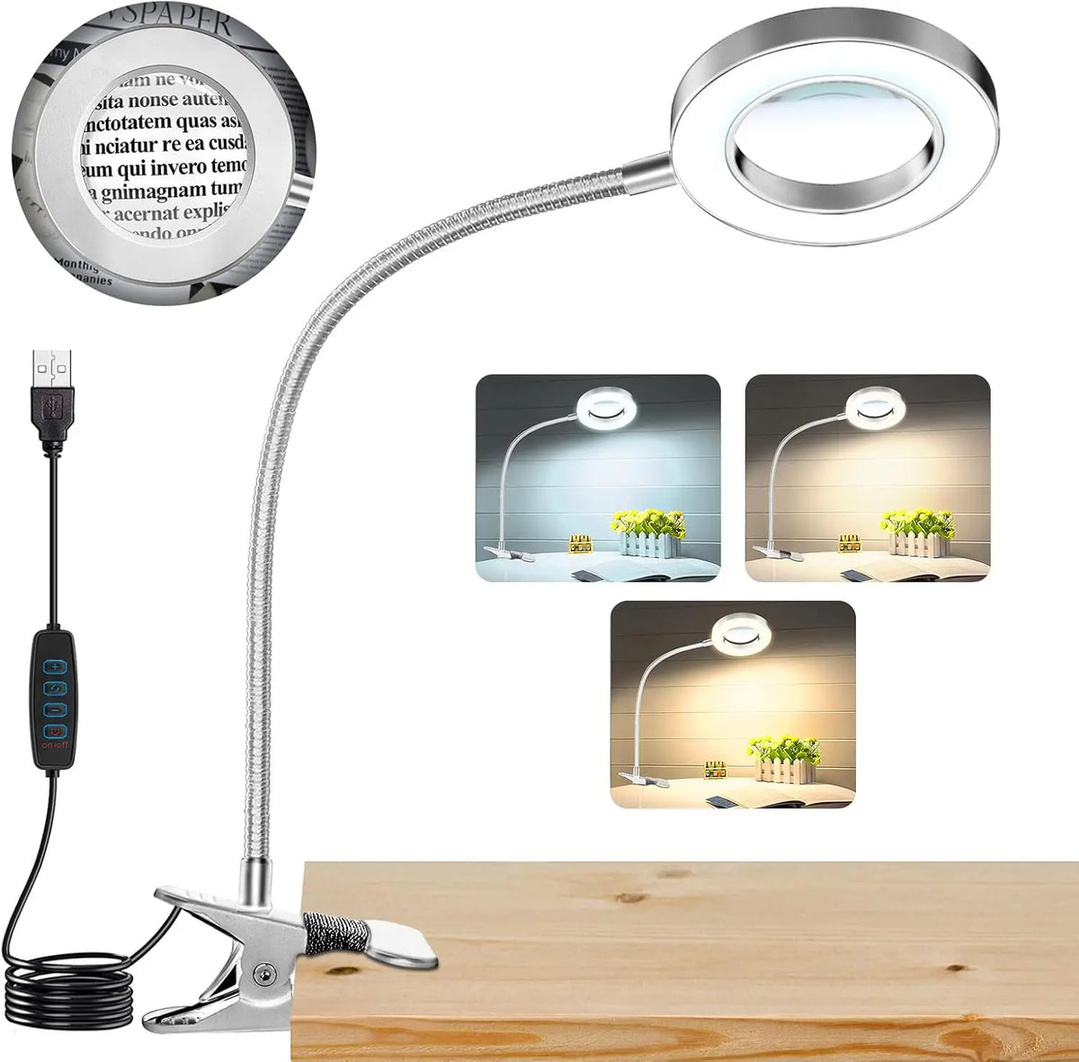 Clip-On Magnifying LED Desk Lamp