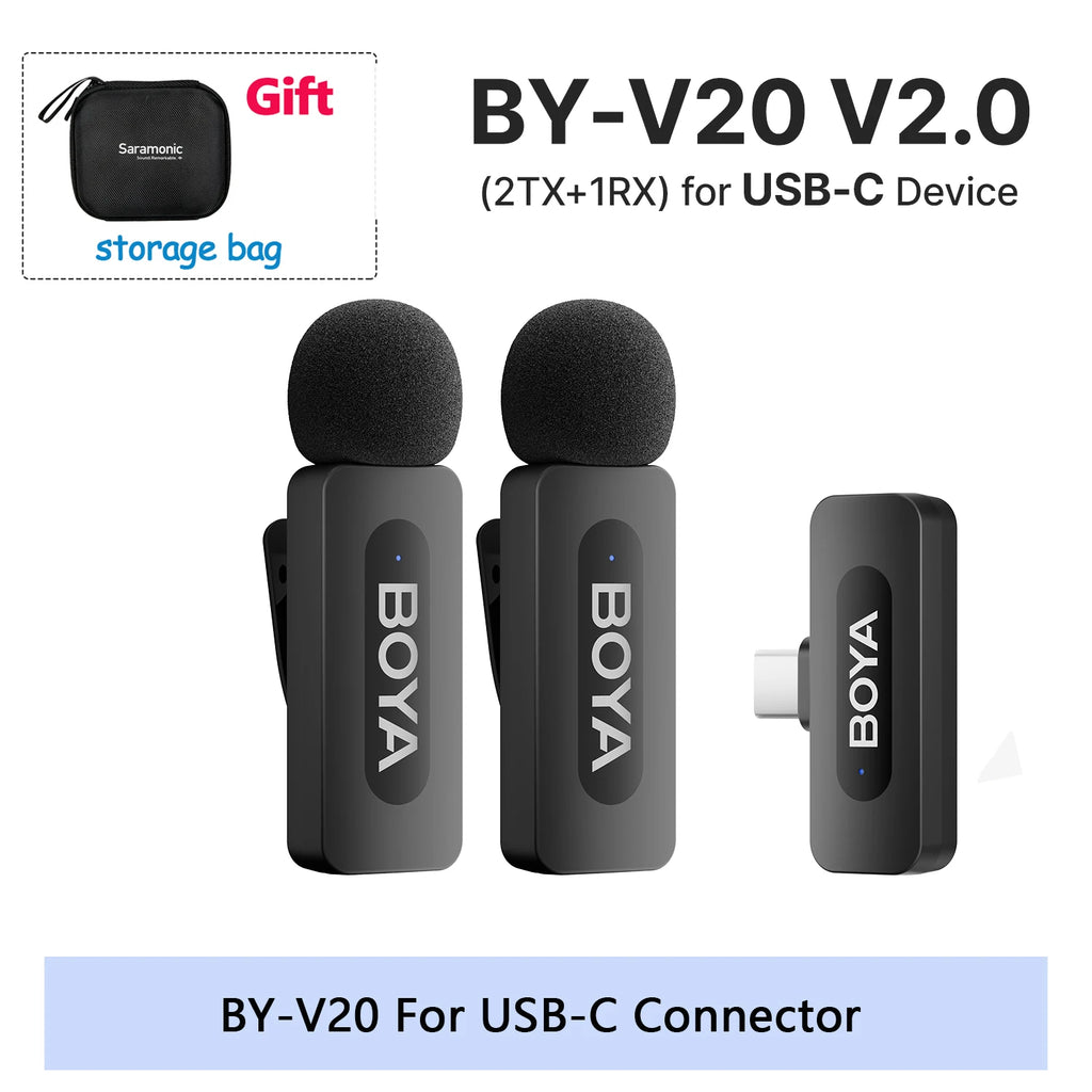 BOYA BY-V Pro Wireless Lavalier Microphone Kit source-backed product image