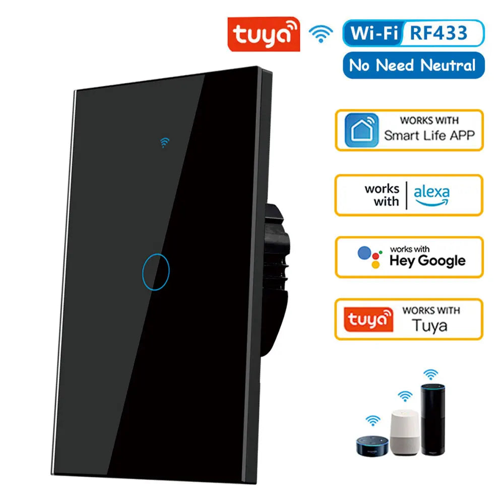 Tuya US Wifi Smart Wall Switch RF433 1/2/3/4