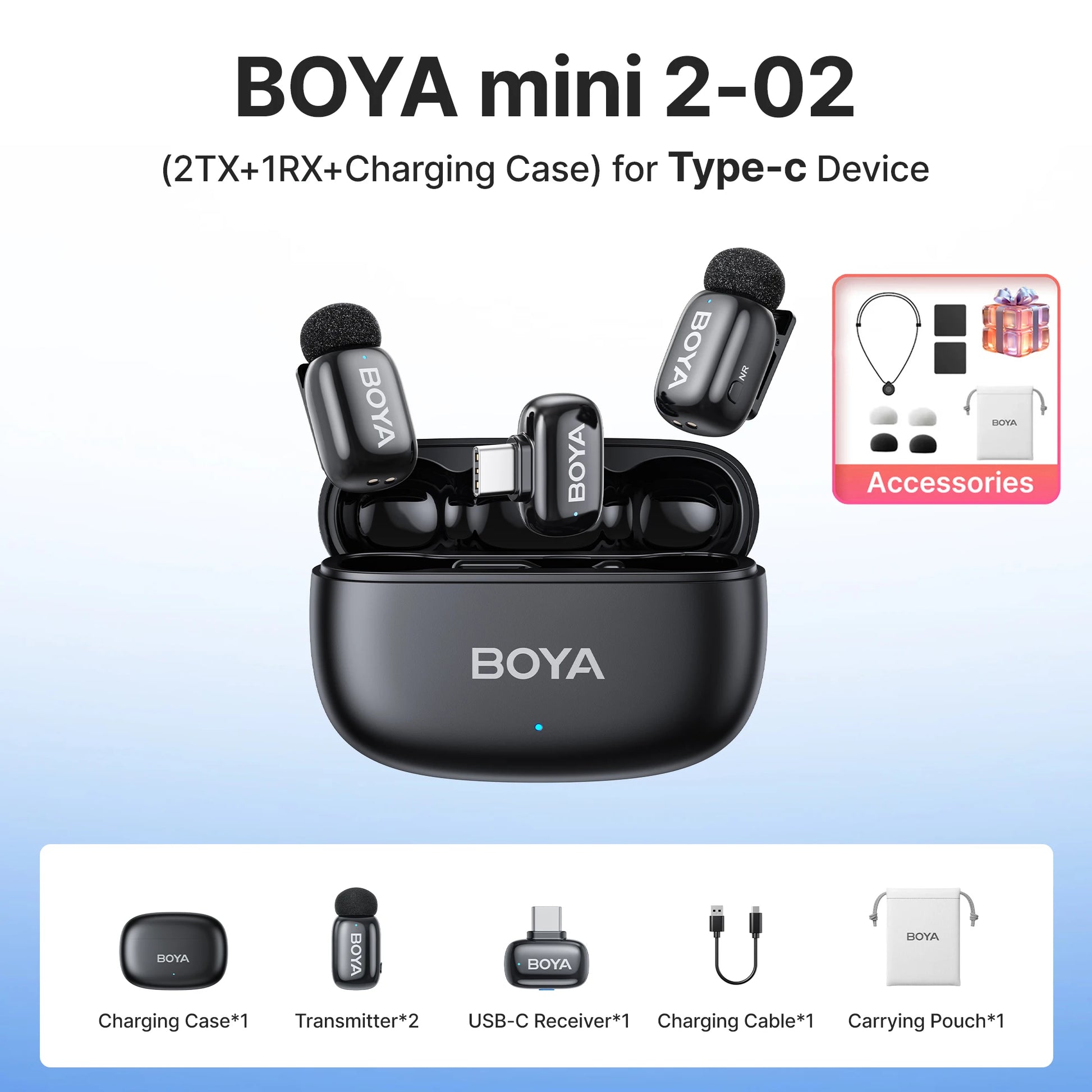 BOYA Mini 2 Wireless Lavalier Microphone Kit source-backed variant image