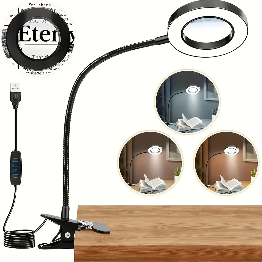 Clip-On Magnifying LED Desk Lamp