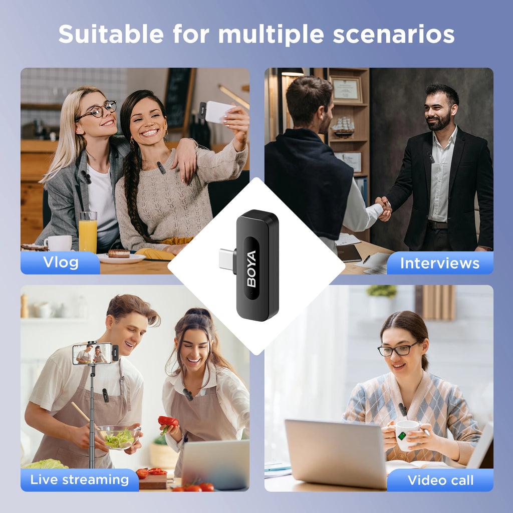 BOYA BY-V USB-C microphone kit use-case image from supplier source