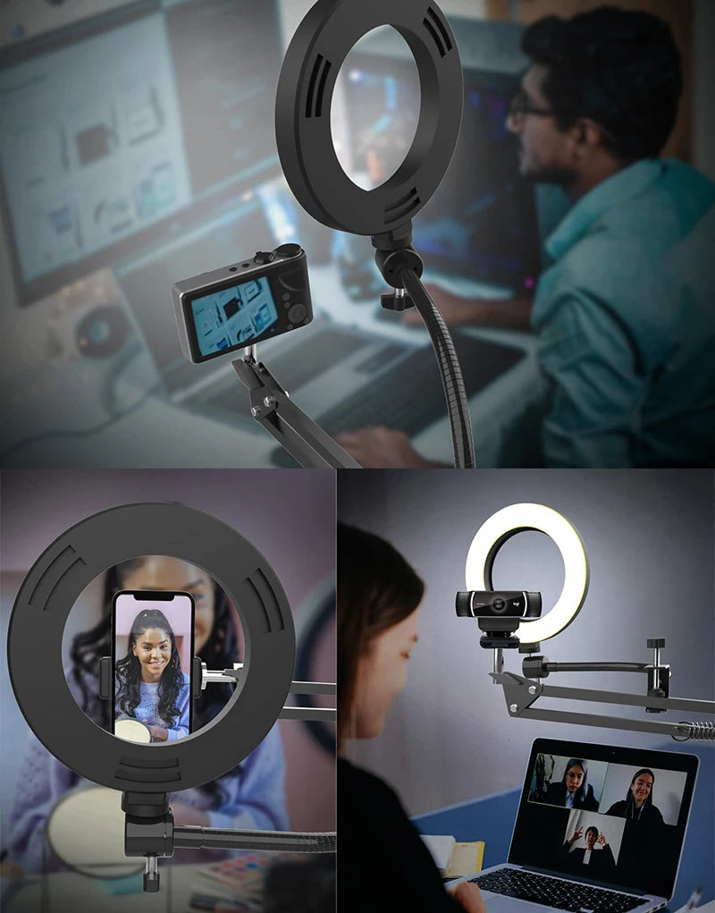 Overhead Phone Stand with Optional Ring Light