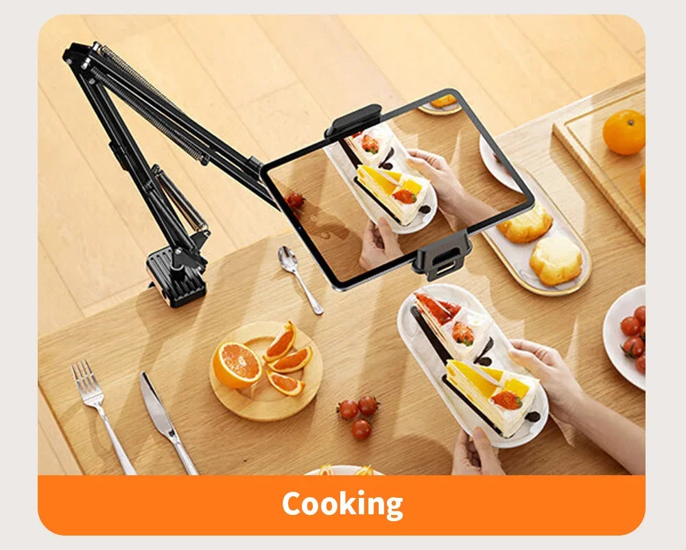 FlexArm tablet mount used near a kitchen counter