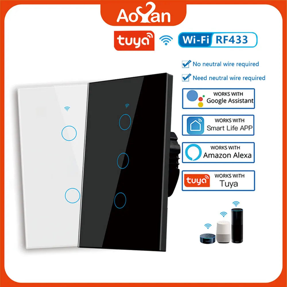 Tuya US Wifi Smart Wall Switch RF433 1/2/3/4