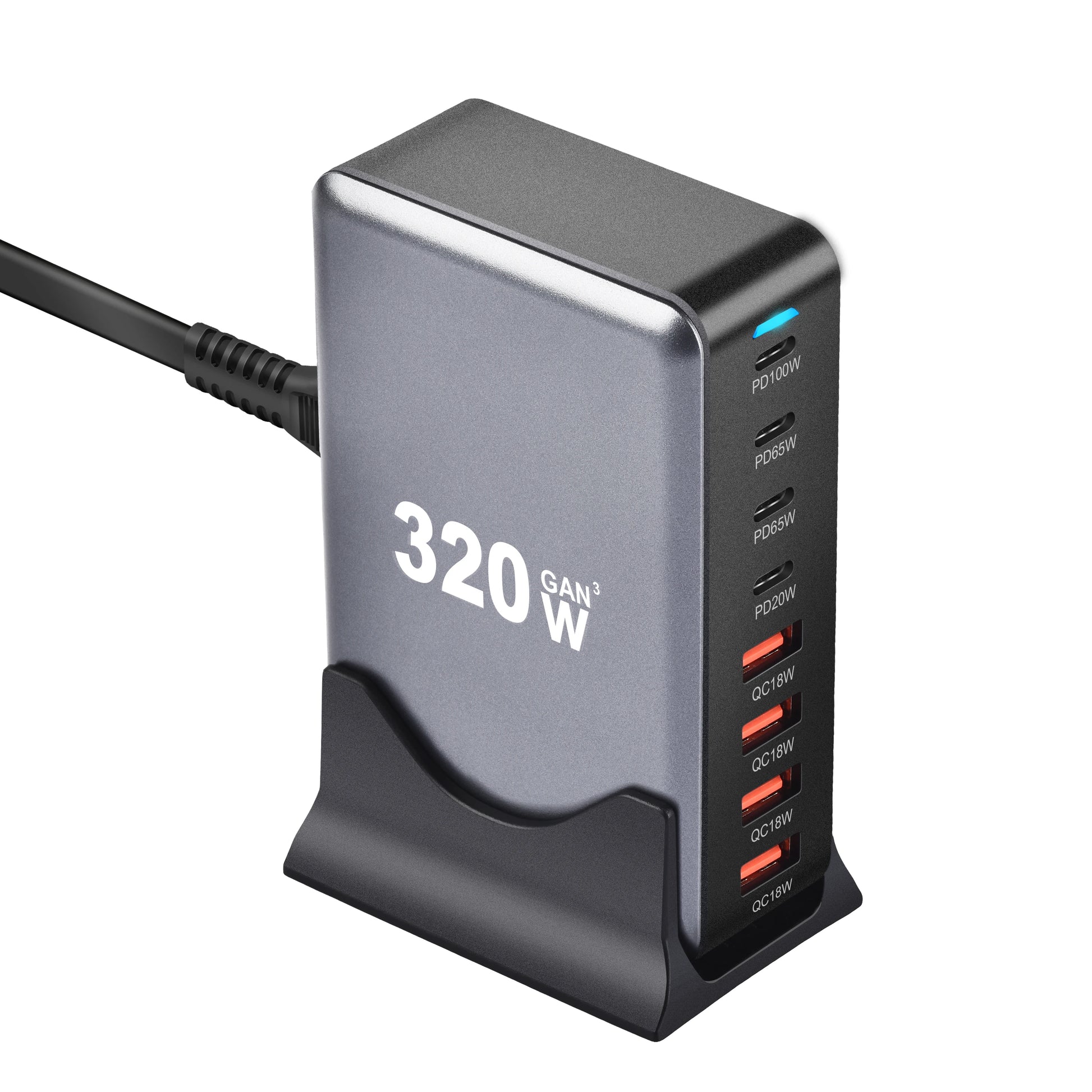 320W Gan Fast Charger Desktop 8-Port USB Type C