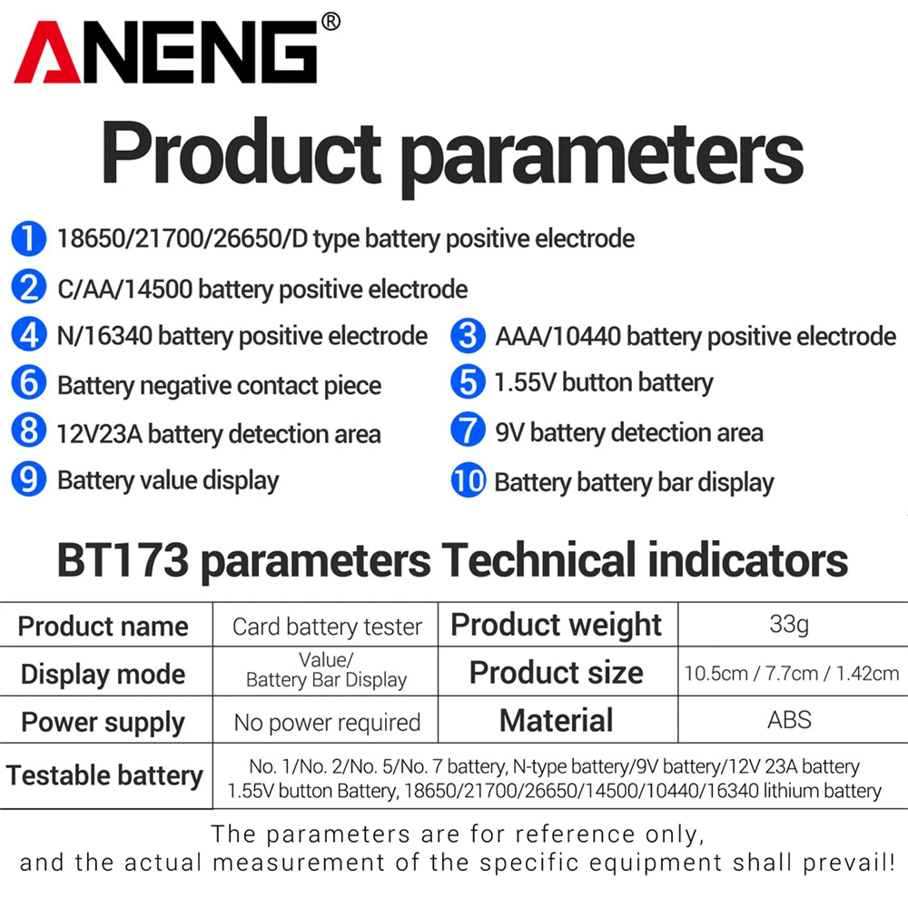 ANENG BT173 battery tester