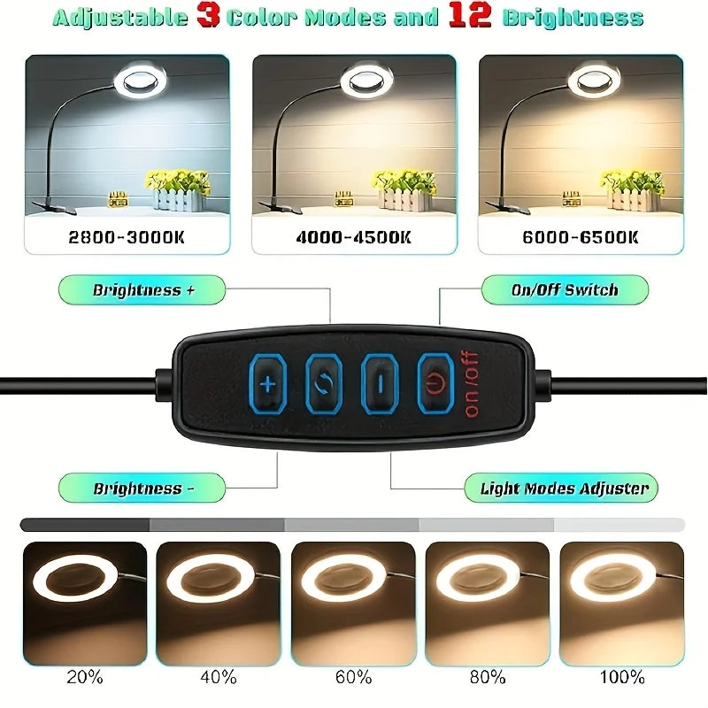 Clip-On Magnifying LED Desk Lamp