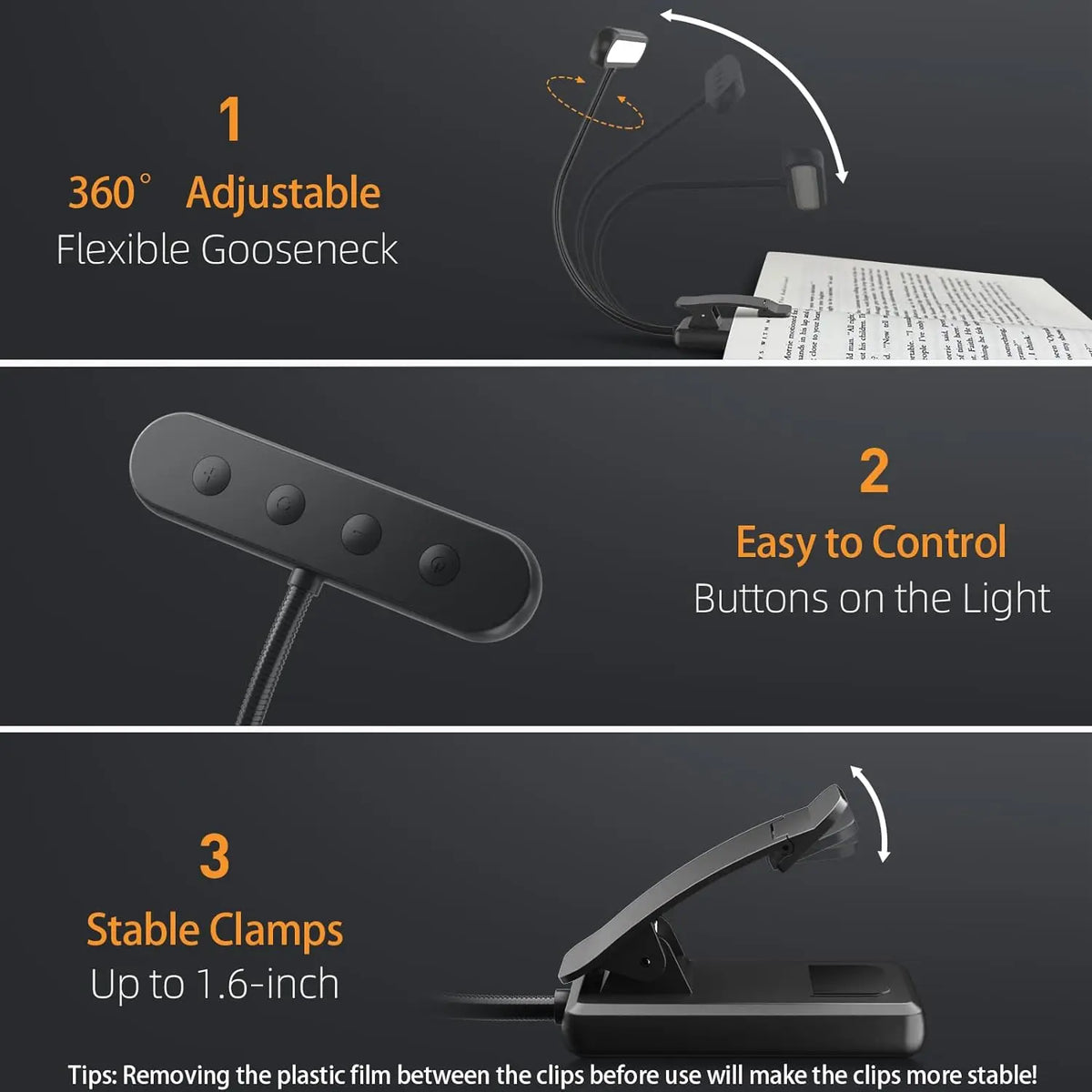 Rechargeable clip-on book light