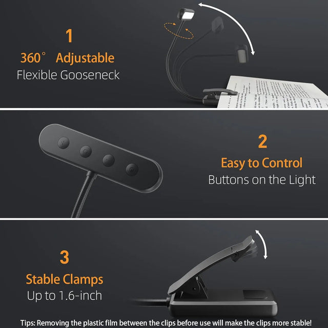 Rechargeable clip-on book light