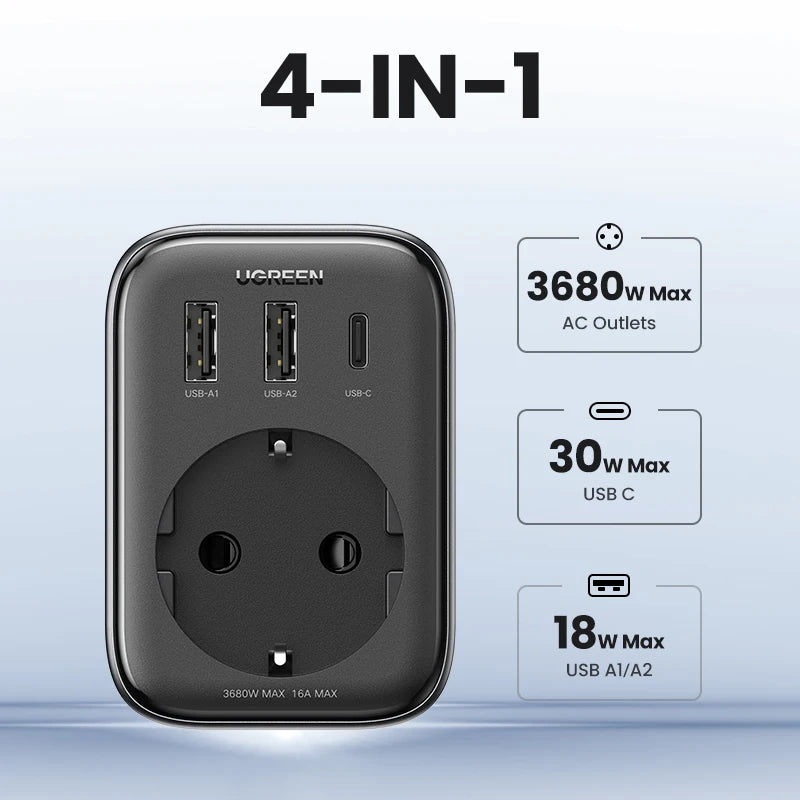 UGREEN 30W USB-C Charger with AC Outlet
