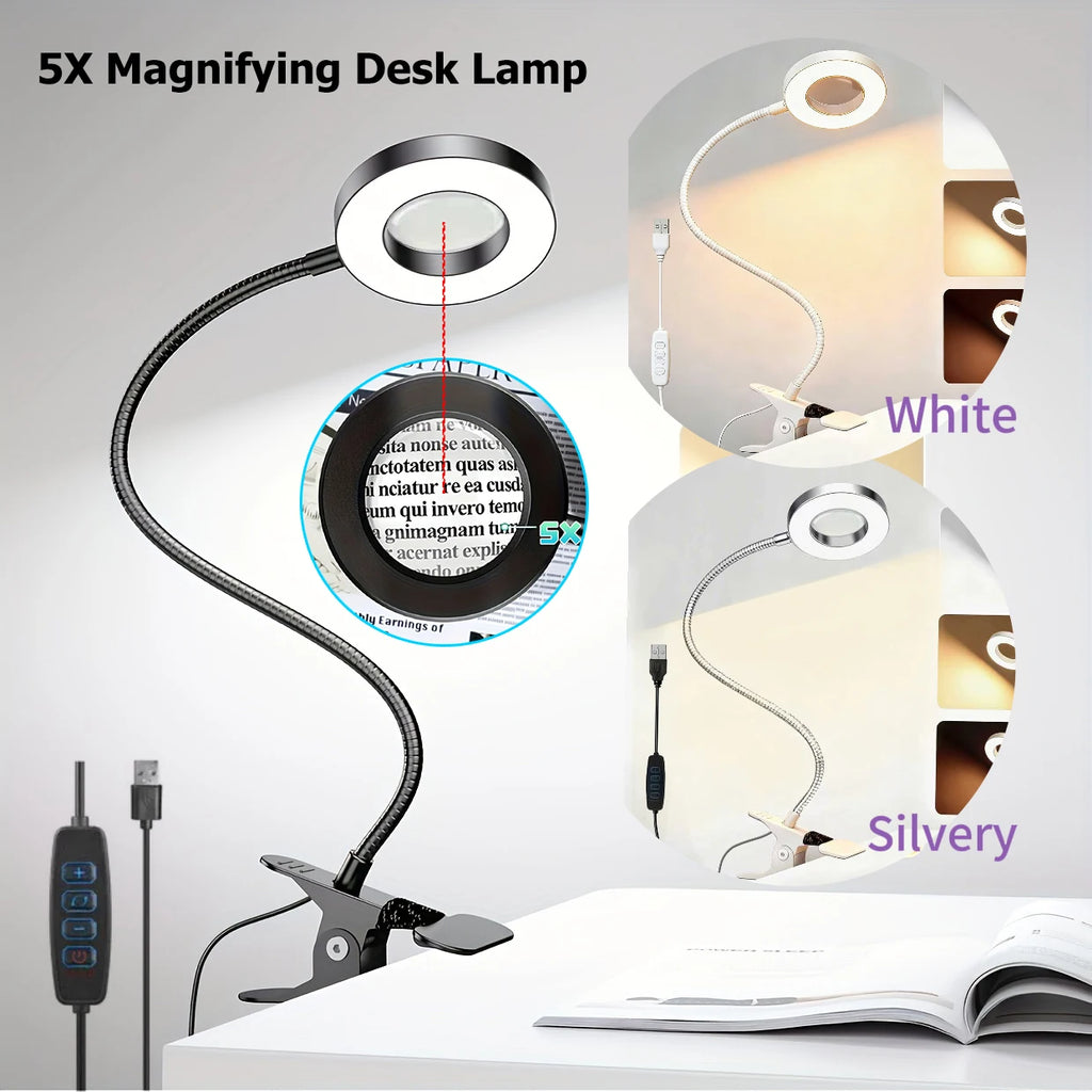 Clip-On Magnifying LED Desk Lamp