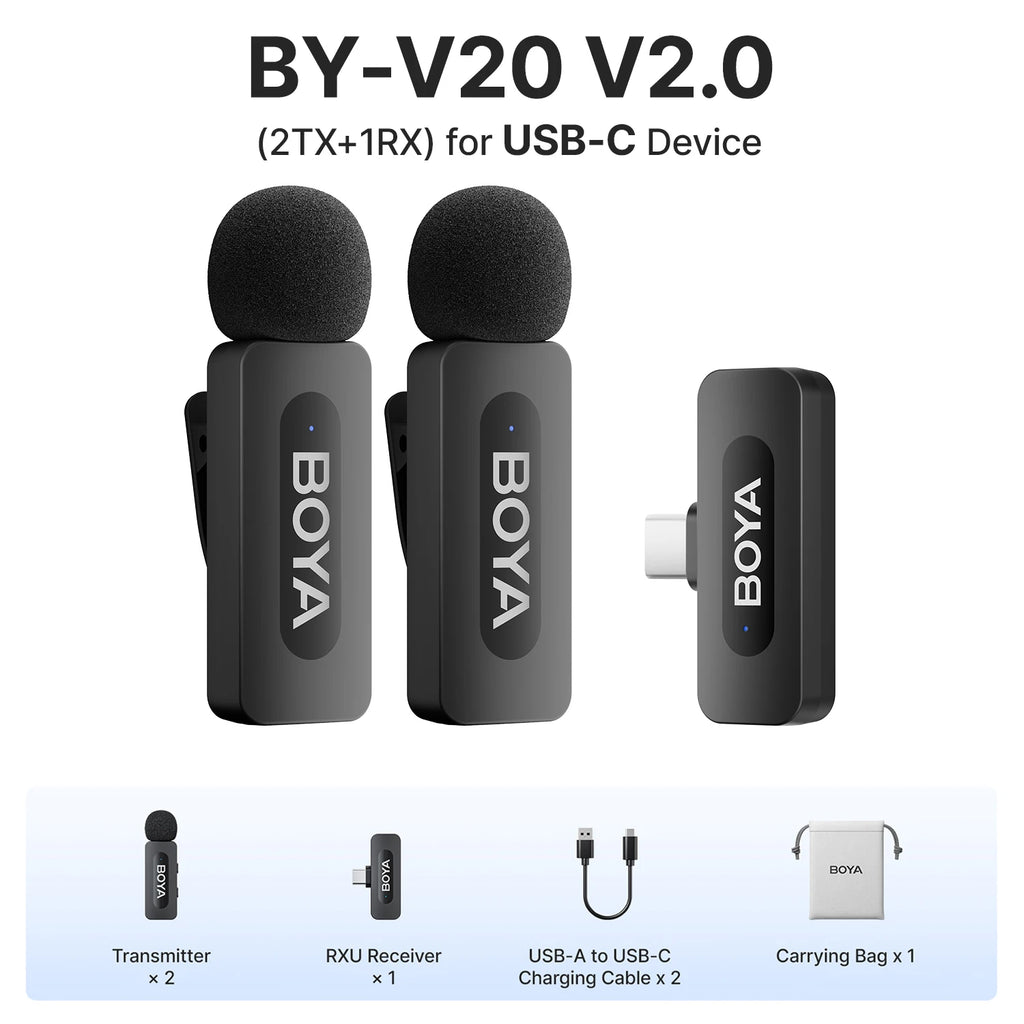 BOYA BY-V Wireless Lavalier Microphone Kit source-backed variant image