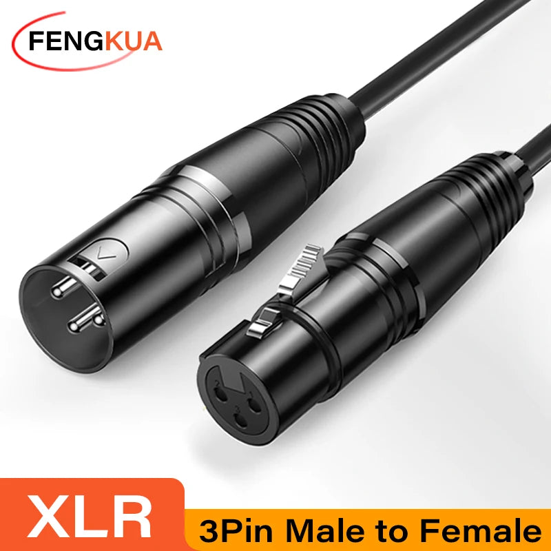 Three-pin XLR male-to-female cable