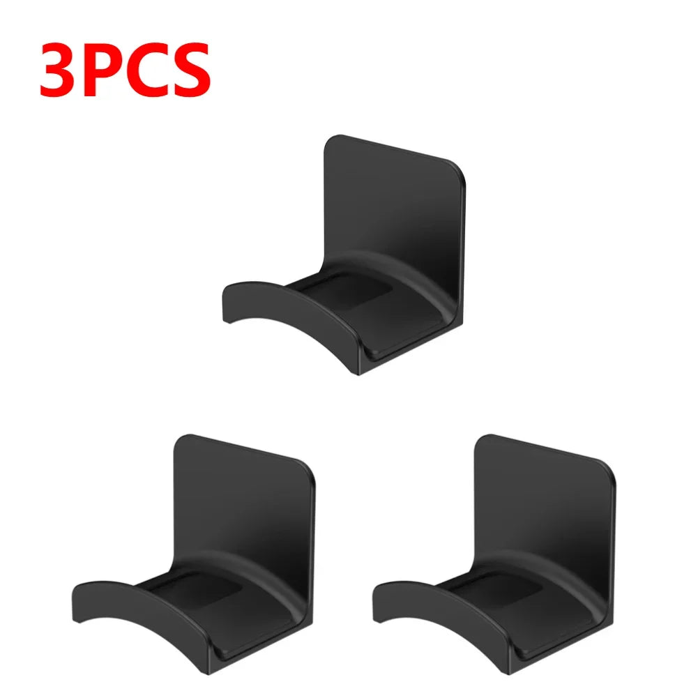 Three-pack black HookDock adhesive headphone hooks