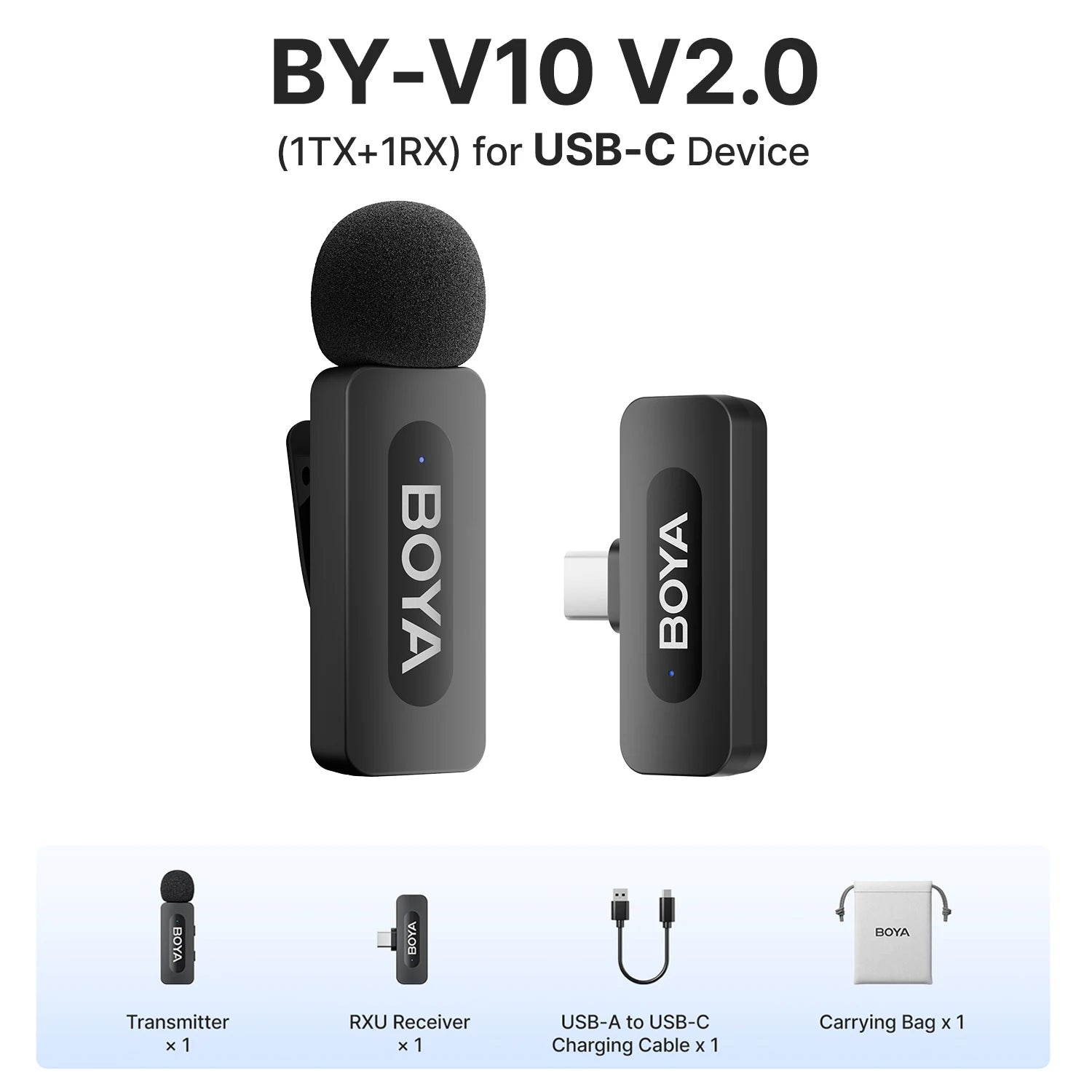 BOYA BY-V Wireless Lavalier Microphone Kit source-backed variant image
