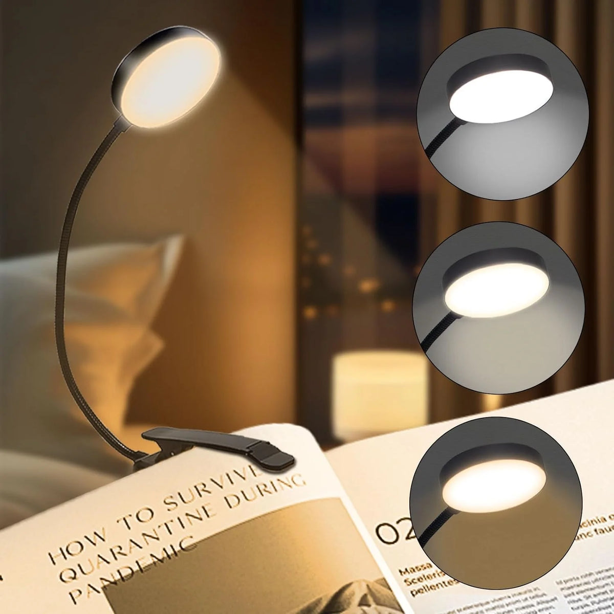 Rechargeable clip-on book light