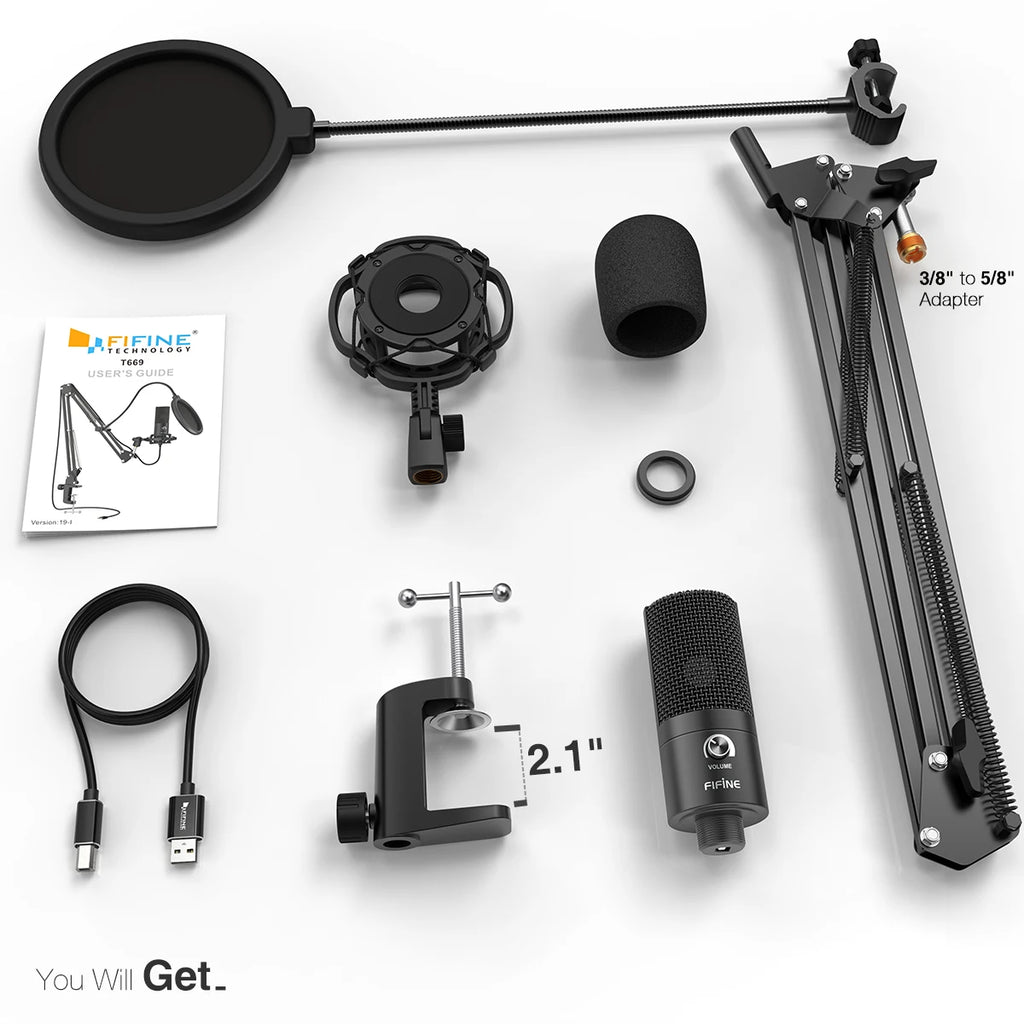 FIFINE T669 USB Condenser Microphone Kit source-backed product image