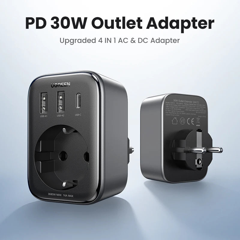 UGREEN 30W USB-C Charger with AC Outlet