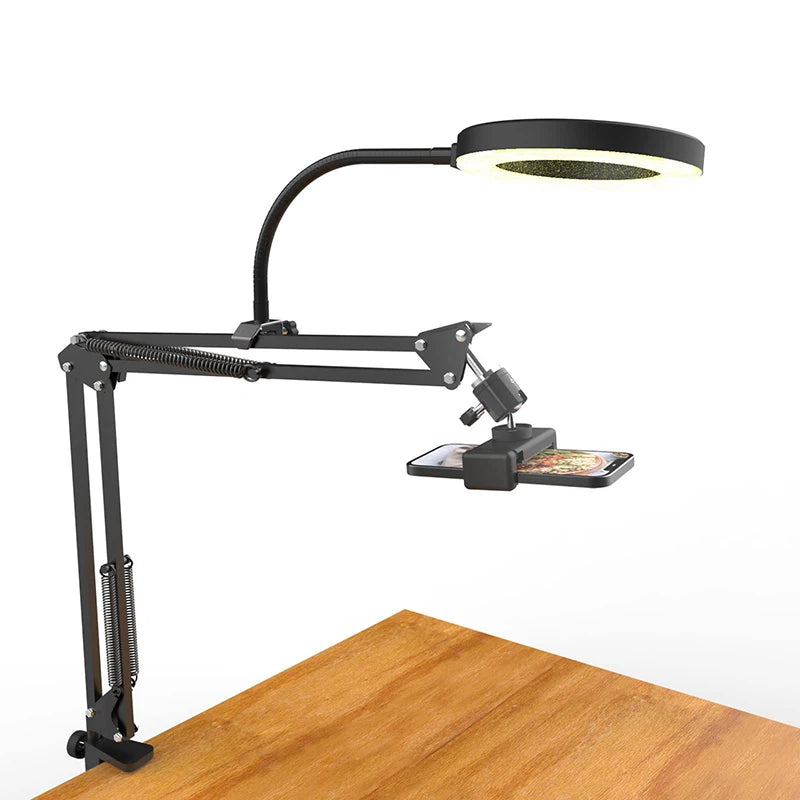Overhead Phone Stand with Optional Ring Light