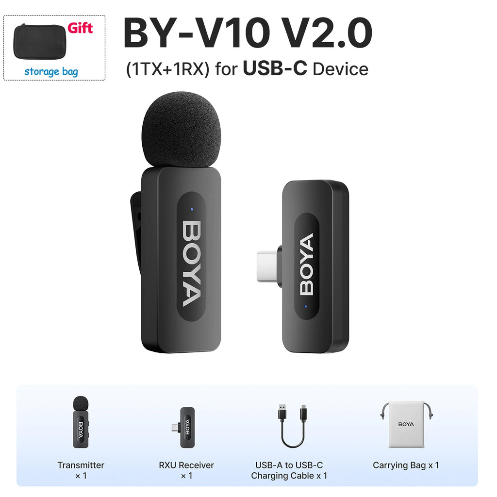 BOYA BY-V Pro Wireless Lavalier Microphone Kit source-backed product image