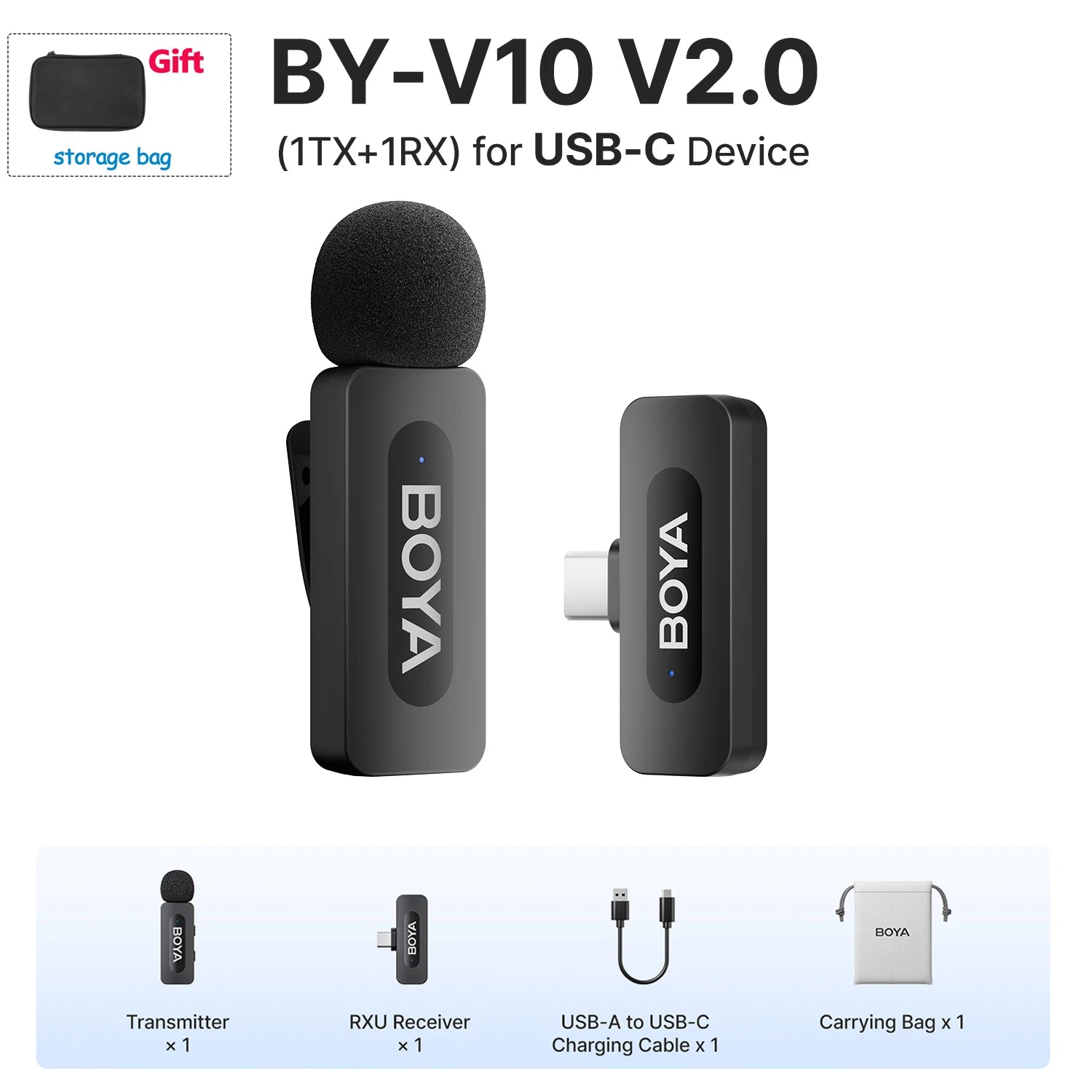 BOYA BY-V Pro Wireless Lavalier Microphone Kit source-backed product image