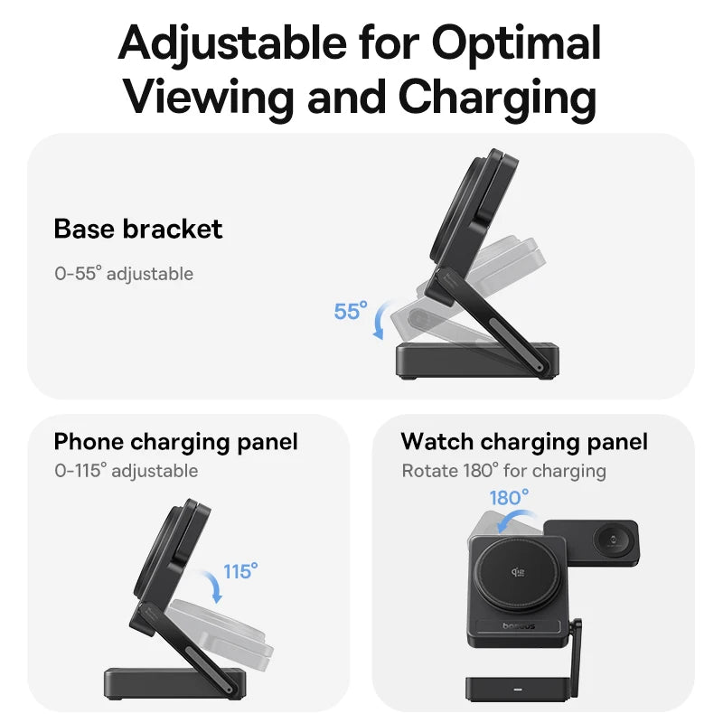 Baseus Qi2.2 3-in-1 Magnetic Wireless Charging Station source-backed product image