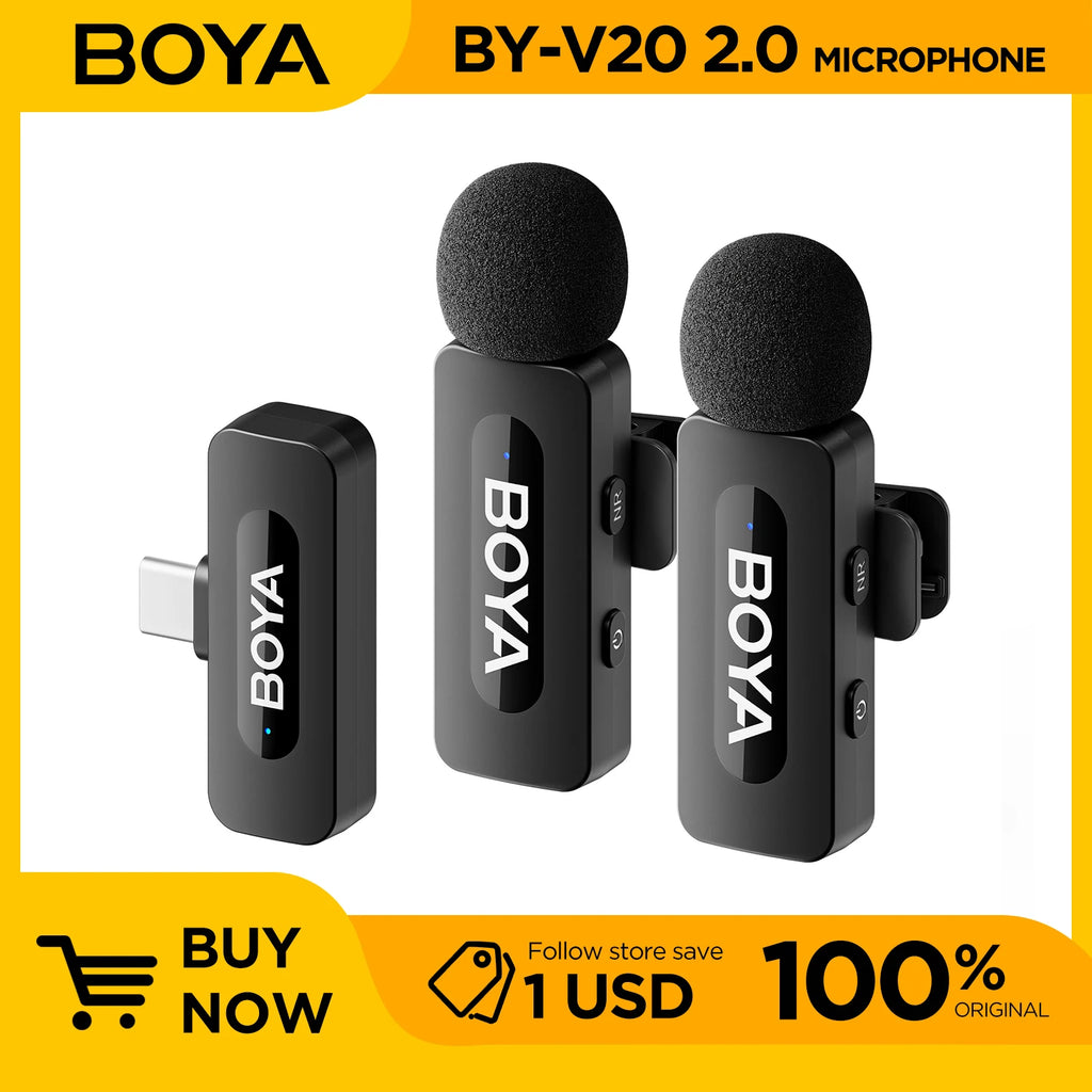 BOYA BY-V USB-C wireless lavalier microphone kit source product image