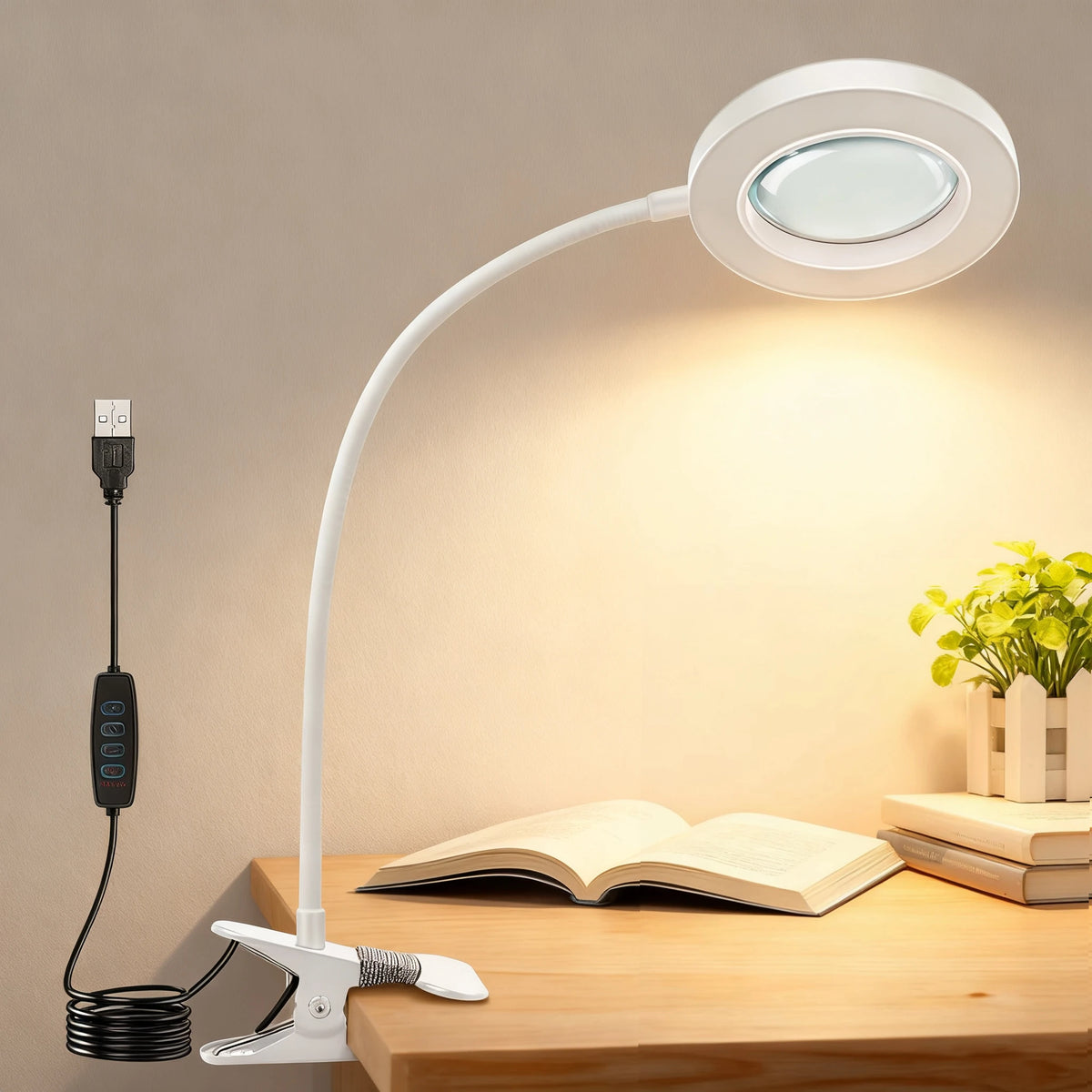 Clip-On Magnifying LED Desk Lamp
