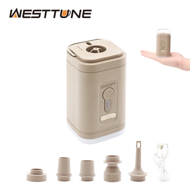 Mini inflatable pump with light