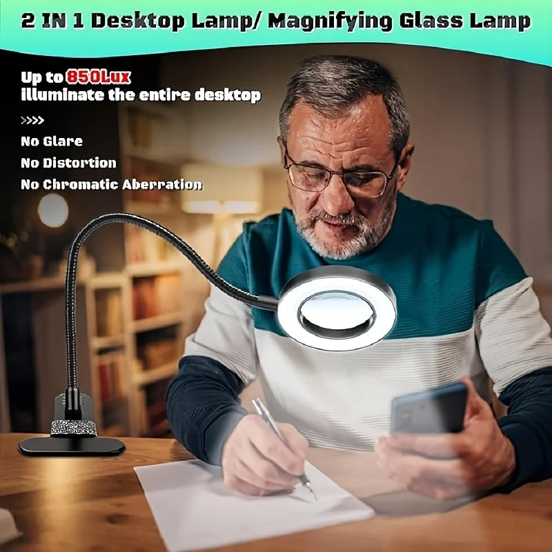 Clip-On Magnifying LED Desk Lamp