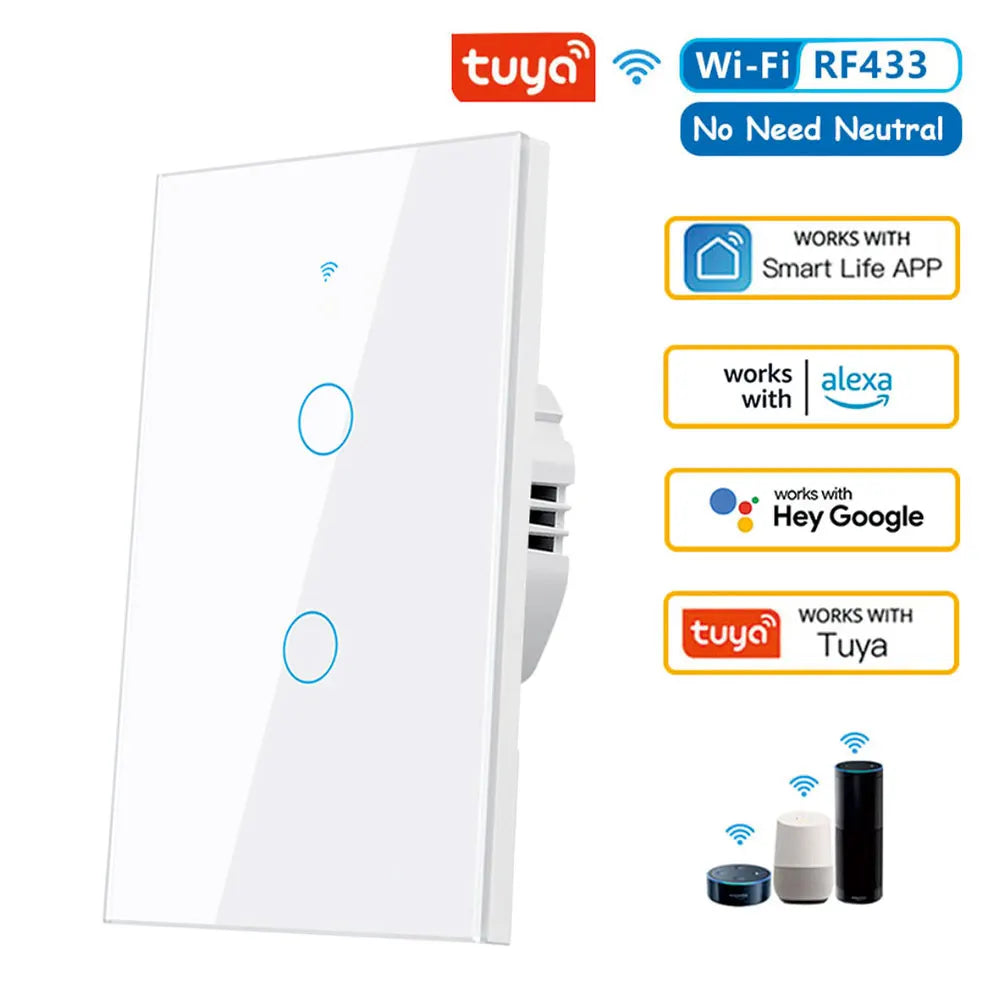 Tuya US Wifi Smart Wall Switch RF433 1/2/3/4