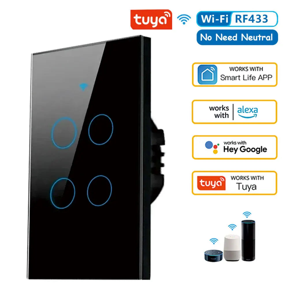 Tuya US Wifi Smart Wall Switch RF433 1/2/3/4