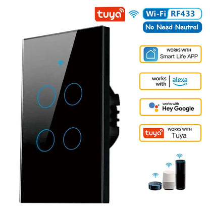 Tuya US Wifi Smart Wall Switch RF433 1/2/3/4