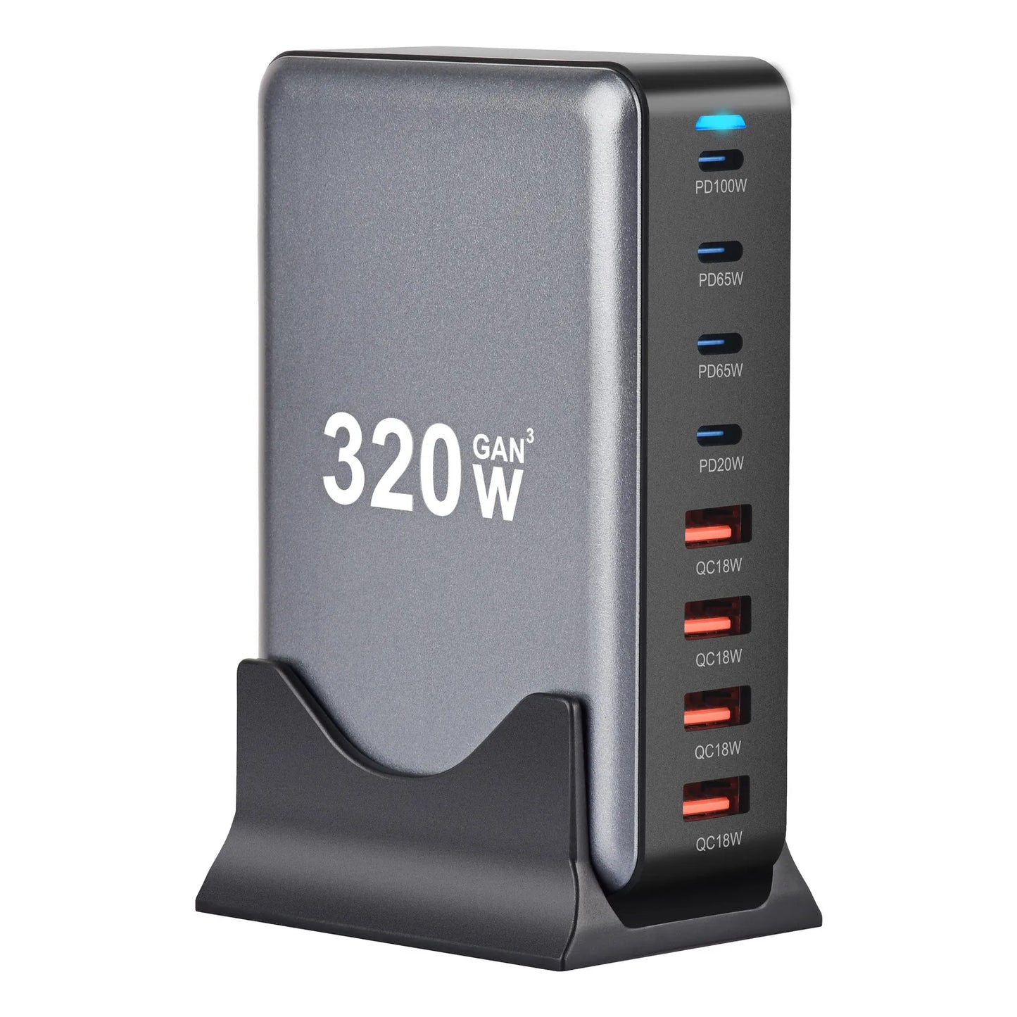 320W Gan Fast Charger Desktop 8-Port USB Type C