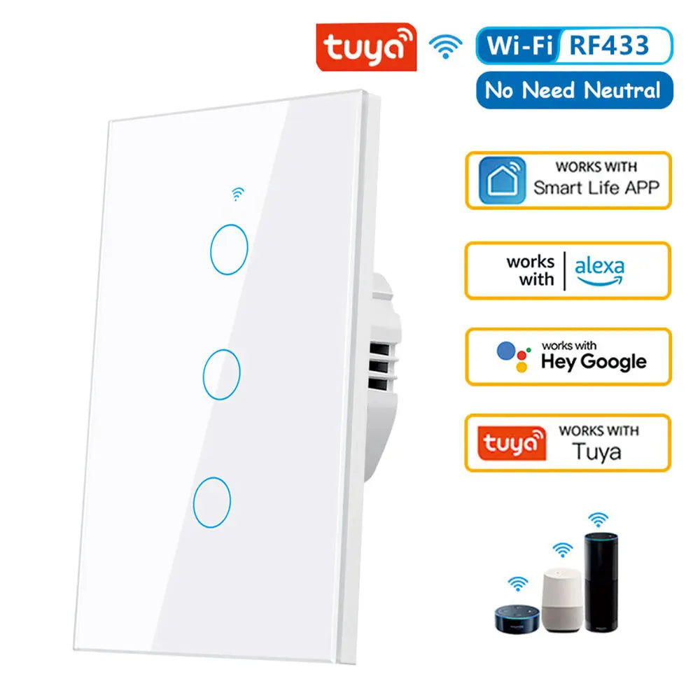 Tuya US Wifi Smart Wall Switch RF433 1/2/3/4